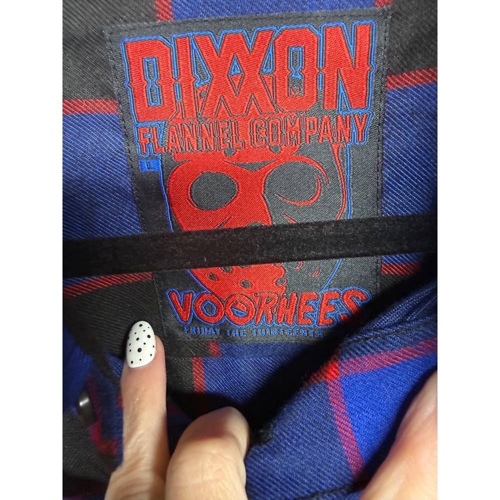 Dixxon Flannel Co Voorhees Friday the 13th Plaid Shirt Mens Large Blue Black - Picture 5 of 9